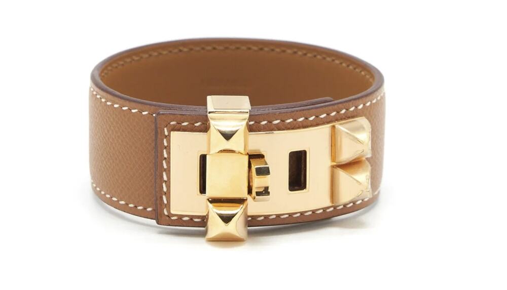 Hermès Collier de Chien CDC 24 Gold Epsom Leather Bracelet GHW T2 Authentic